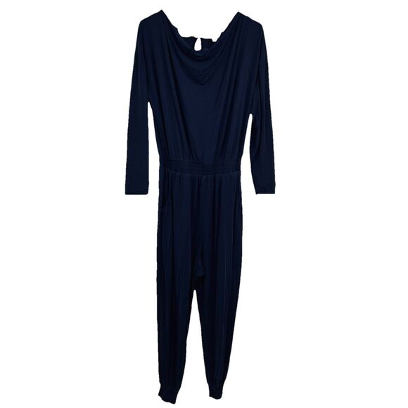 Saturday Sunday Dylan Cowl Neck Jumpsuit Navy S Boho Festival Hippie Lagenlook - Picture 2 of 12